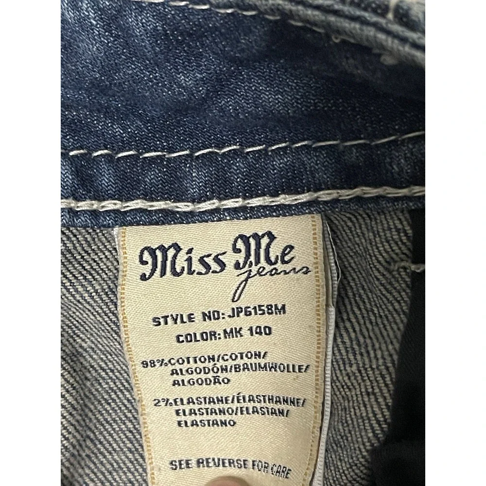 Miss Me Jeans Shorts Size 28 JP6158M Bermuda Embroidered Denim Whiskers - Picture 5 of 8